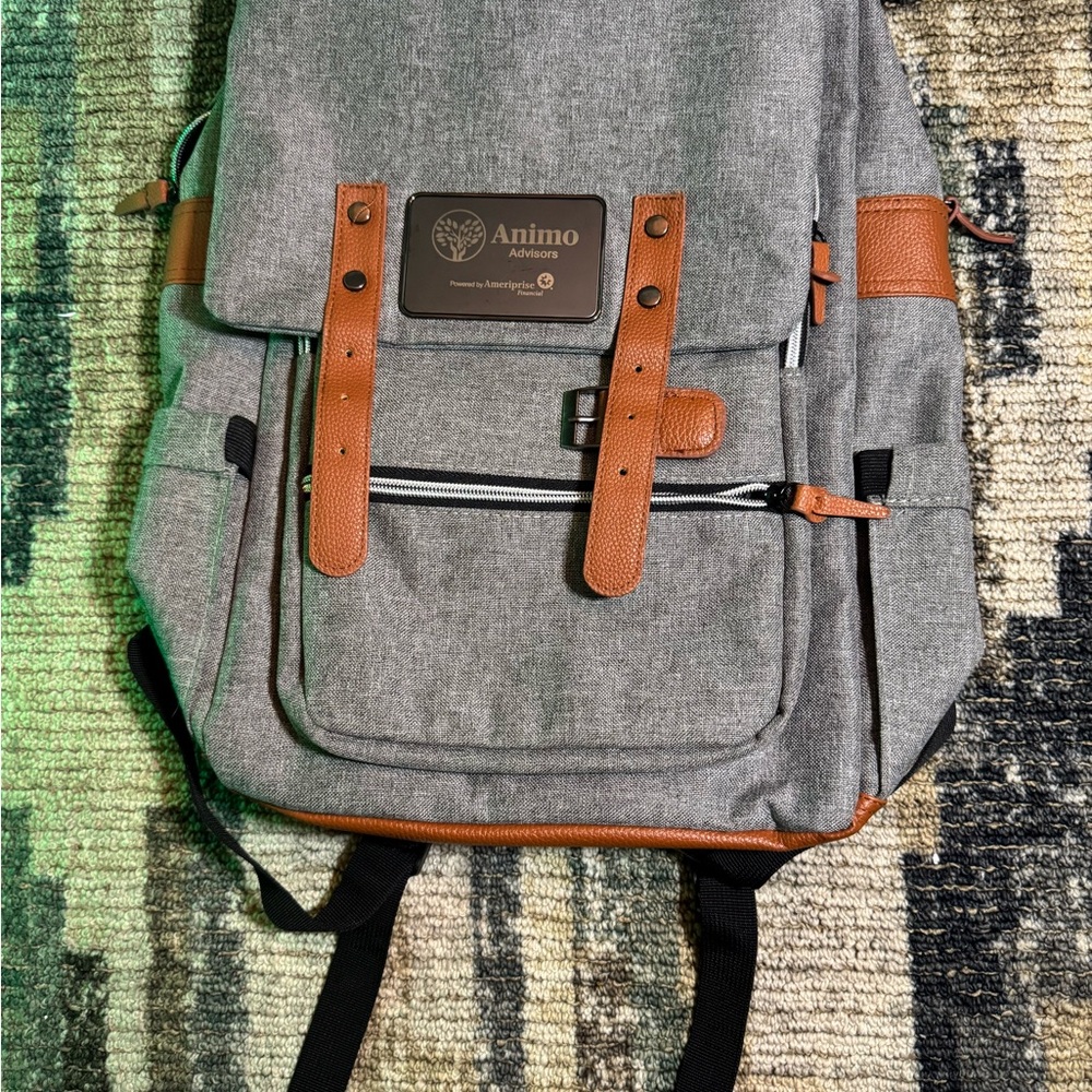 Animo Gray and Tan Men's Backpack